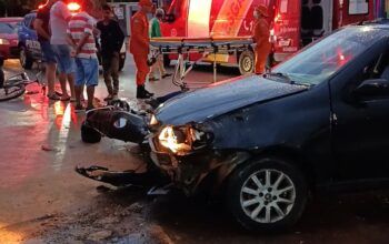 Jaru: Colisão entre CG Titan e Fiat Palio deixa motociclista e passageiro feridos no setor 06
