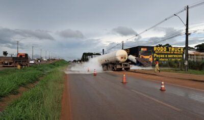 Porto Velho: Vazamento de CO2 em caminhão mobiliza Bombeiros e causa alerta na BR-364