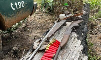 BPA e SEDAM apreendem armas artesanais e resgatam ave silvestre durante fiscalização em Porto Velho