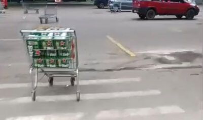 Homem perde quatro dúzias de cerveja após tropeçar em rachadura na saída do Atacadão em Porto Velho