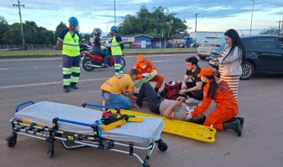 Jaru: Motociclista fica ferido após colisão com caminhonete na avenida JK