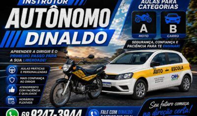 Quer tirar a CNH? Instrutor Autônomo Dinaldo oferece aulas personalizadas em Jaru