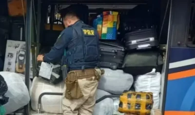 PRF encontra ossada humana dentro de mala em ônibus