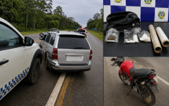 PM aborda veículo suspeito, apreende drogas e prende três pessoas na BR-435 em Vilhena