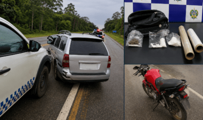 PM aborda veículo suspeito, apreende drogas e prende três pessoas na BR-435 em Vilhena