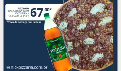 Nick Pizzaria lança mega promoção imperdível para esta segunda-feira pizza GG com refrigerante por R$67 reais