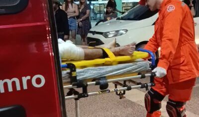 Jaru: Colisão entre Honda Bros e carro deixa duas pessoas feridas na Av Dom Pedro