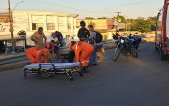 Jaru: Motociclista fica ferida após colidir na traseira de Prisma na BR-364 frente o IG