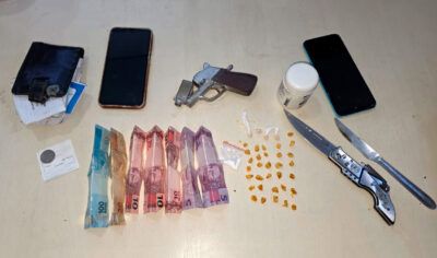 JI-PARANÁ – PMRO PRENDE SUSPEITO E APREENDE DROGAS, ARMA E DINHEIRO NO BOSQUE DOS IPÊS