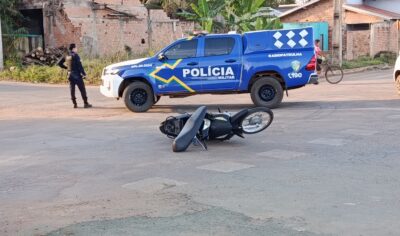 Jaru: Homem fica ferido após cair de motocicleta no cruzamento da Linha 605 com a Rua Rio Grande do Sul