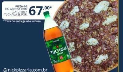 Nick Pizzaria Delivery lança super promoção nesta segunda-feira com pizza GG + refrigerante por apenas R$ 67