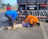 Jaru: Motociclista fica ferido após colidir com carreta na Avenida JK, na manha desta Sexta-feira