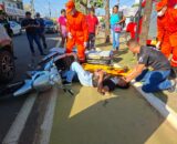 Jaru: Motociclista fica ferida após colidir na lateral de veículo na Avenida Dom Pedro I