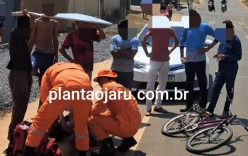 Jaru: Adolescente sofre ferimentos após colidir de bicicleta contra carro parado na Afonso José