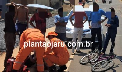 Jaru: Adolescente sofre ferimentos após colidir de bicicleta contra carro parado na Afonso José
