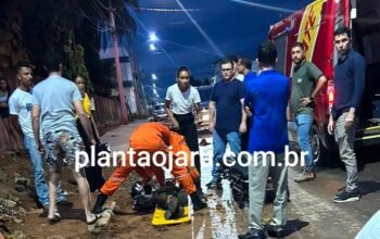 Jaru: Motociclista é socorrido após colisão com picape Strada no Setor 02