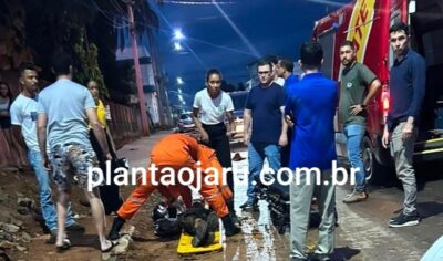 Jaru: Motociclista é socorrido após colisão com picape Strada no Setor 02