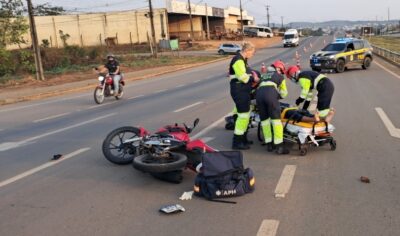 Jaru: Acidente na BR-364 deixa motociclista ferido próximo à entrada da Linha 627