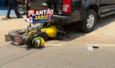 Jaru: Colisão na Avenida Padre Adolpho deixa mototaxista ferido na manhã desta quinta-feira